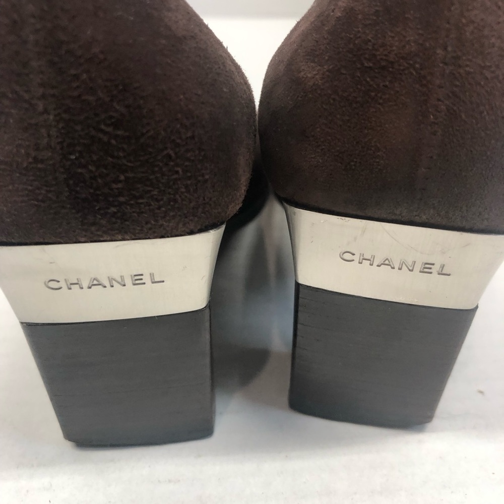 Chanel square cap toe heels, brown/black, GUC - Picture 11 of 13